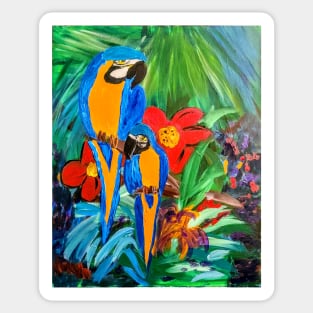 Two parrots in the jungle Sticker